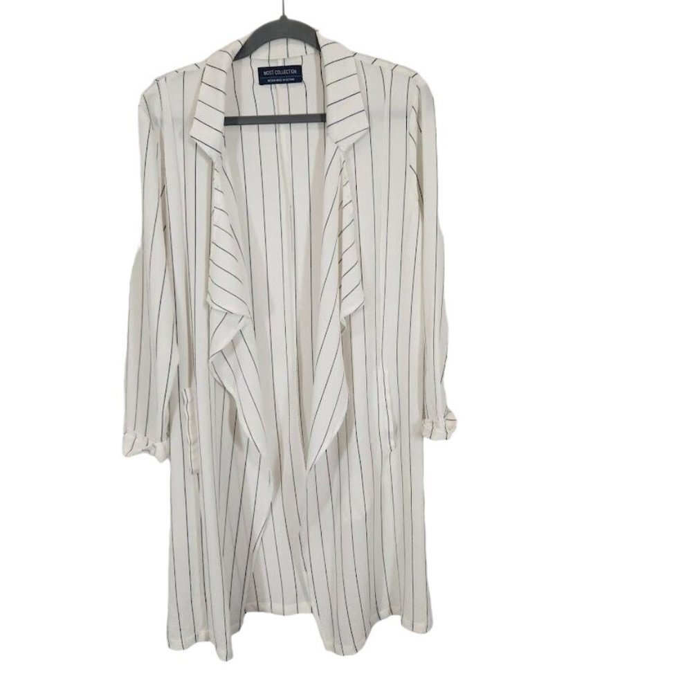 Most Collection Striped Duster in White/Black‎ - Size medium